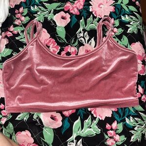Velvet pink small crop top